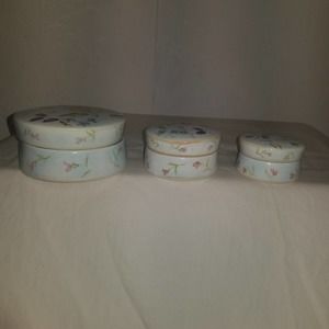 Tracy Porter Hand Painted Trinket Holders/Lids 3pc. set